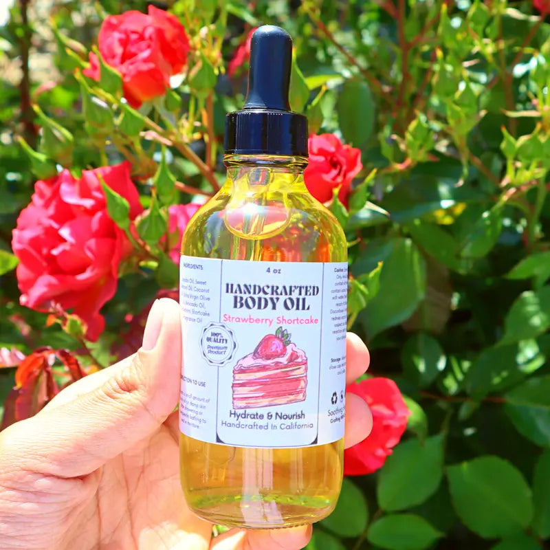 Handcrafted Strawberry Shortcake Multi-Use Body Oil Body Care Hydrating Moisturizer Moisturizing Gentle Body Care