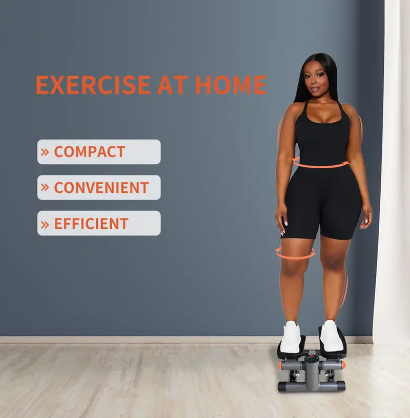 Adjustable Health & Fitness Mini Steppers for Exercise at Home, Stair Step Workout Machine with Resistance Bands, Full Body Cardio Equipment, Optional Smart Fitness Stepper with LED Monitor Pink Grey Color