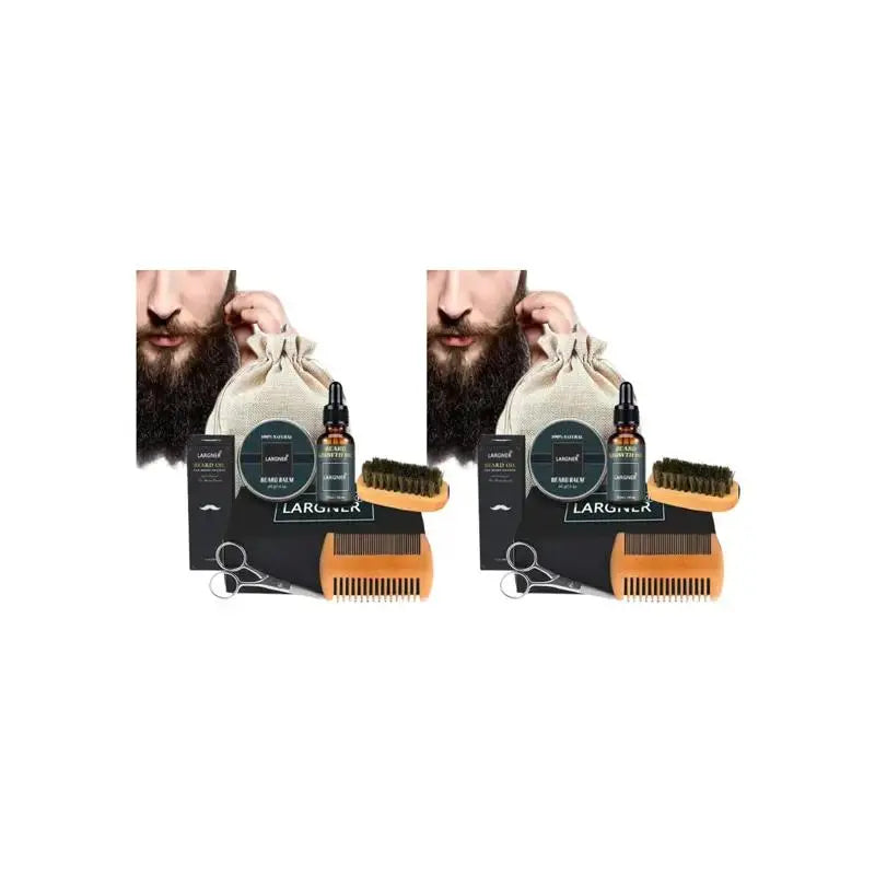 Comfort Beard Care Kit, 6 Counts/Set Beard Styling & Hair Care Product for Men, Including Beard Oil Beard Shaving Brush Beard Comb Beard Shaping Tool