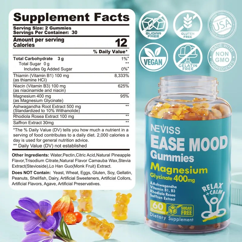 Sugar Free Magnesium, Vegetarian, Malate, Citrate for Muscles, Nerves, Energy,Quaility Sleep,