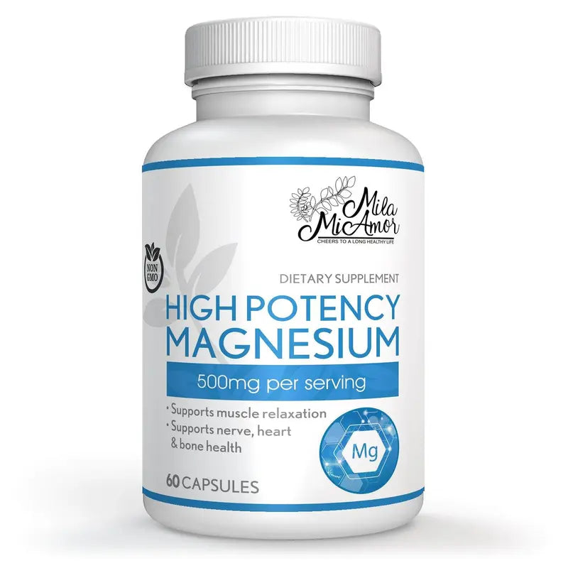 High Potency Magnesium | Whole Body Support | Heart, Nerve and Bone Health | 500 Mg | 60 Capsules Healthcare Supplement Fitness