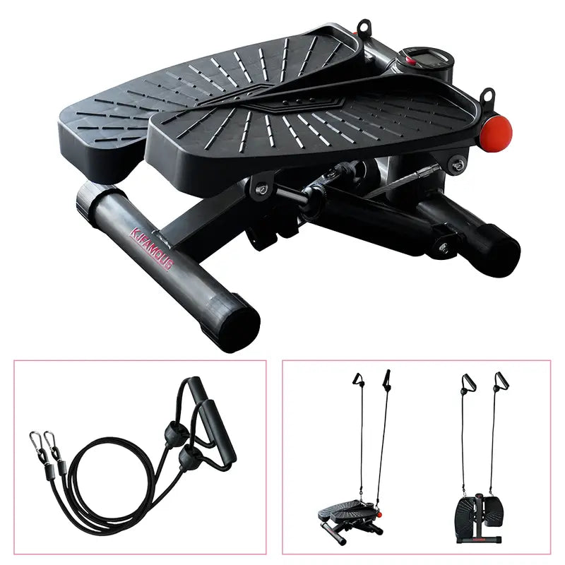 Adjustable Health & Fitness Mini Steppers for Exercise at Home, Stair Step Workout Machine with Resistance Bands, Full Body Cardio Equipment, Optional Smart Fitness Stepper with LED Monitor Pink Grey Color