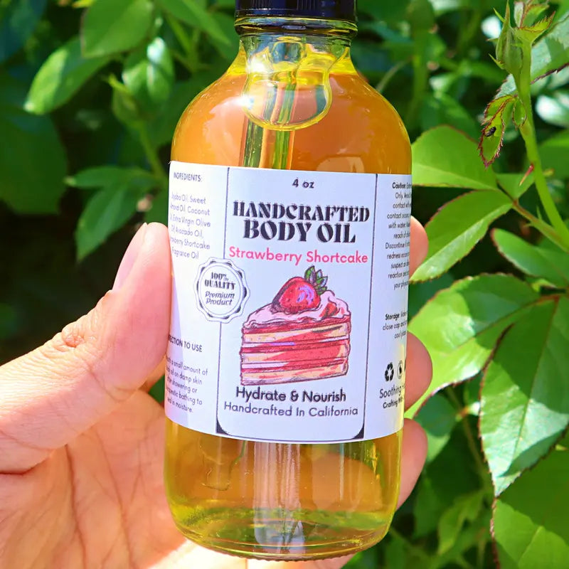 Handcrafted Strawberry Shortcake Multi-Use Body Oil Body Care Hydrating Moisturizer Moisturizing Gentle Body Care