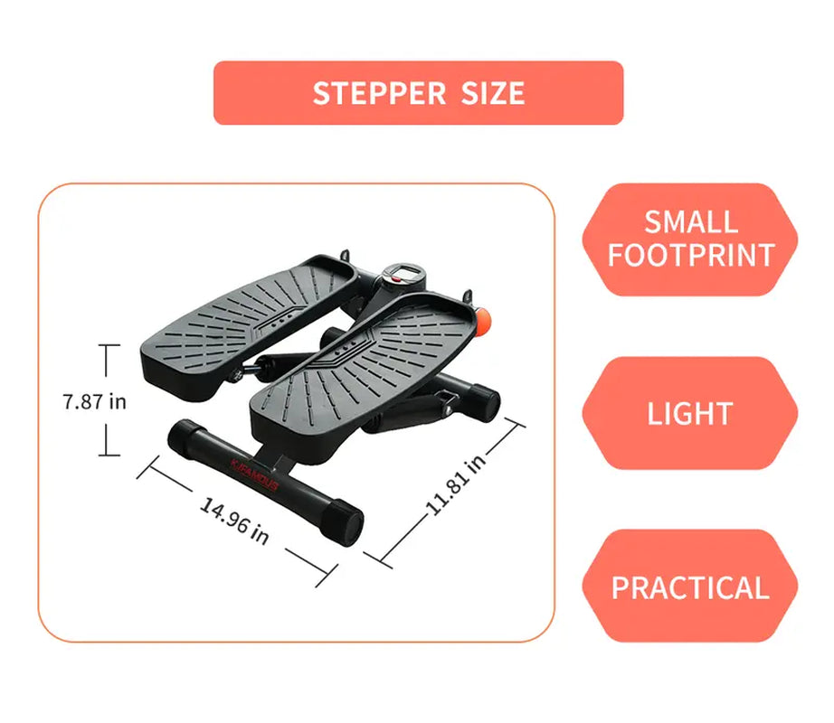 Adjustable Health & Fitness Mini Steppers for Exercise at Home, Stair Step Workout Machine with Resistance Bands, Full Body Cardio Equipment, Optional Smart Fitness Stepper with LED Monitor Pink Grey Color
