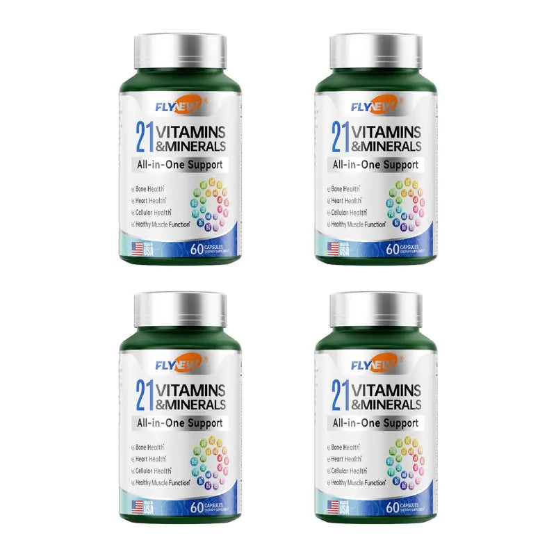 Flynew 21 All-In-One Support Vitamins & Minerals with Highly Potent Herbal Ingredients | Made in USA | 60 Capsules Dietary Supplement
