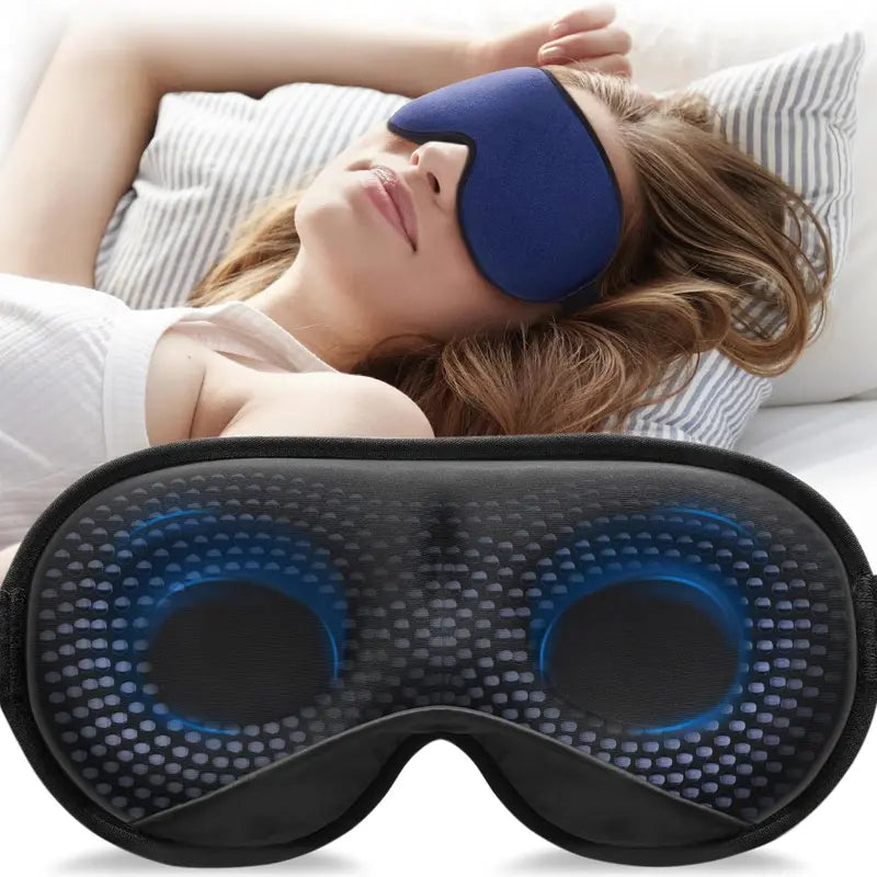 Intensive Sleep Mask, 3D Blocking Light Sleep Mask for Women and Men (4.2Oz/120G), Stress Relief, Night Sleep Mask with Adjustable Shoulder Strap, Travel Nap Yoga Mask, Black