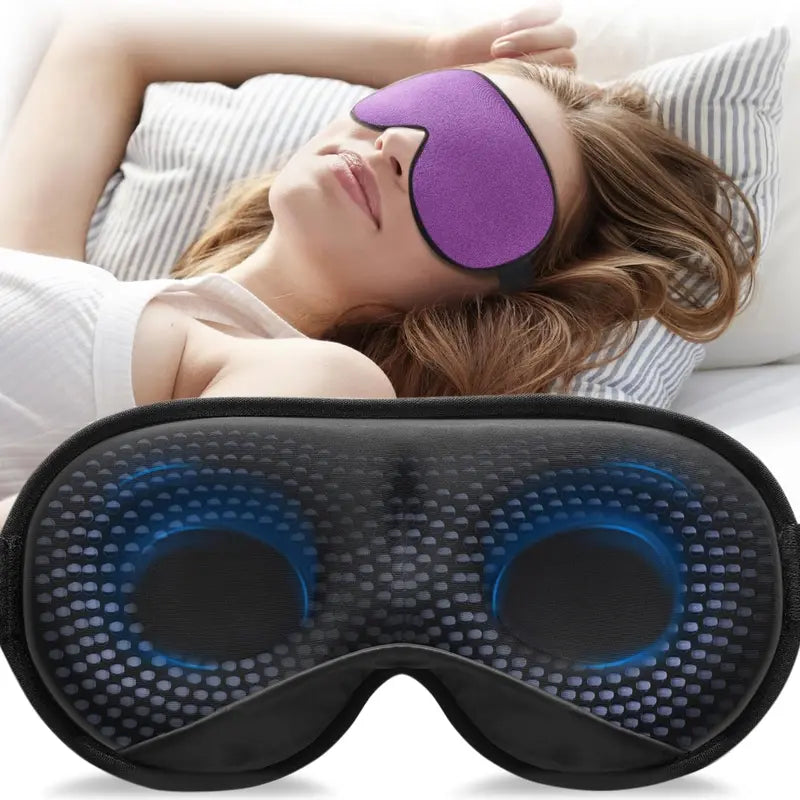 Intensive Sleep Mask, 3D Blocking Light Sleep Mask for Women and Men (4.2Oz/120G), Stress Relief, Night Sleep Mask with Adjustable Shoulder Strap, Travel Nap Yoga Mask, Black