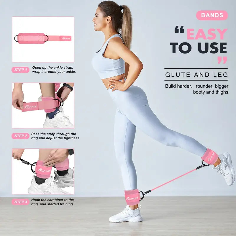 Ankle Resistance Bands, Ankle Bands for Working Out with Cuffs, Resistance Bands for Leg Butt Training Workout Equipment for Kickbacks Hip Gluteus Training Exercises, Ankle Strap with Exercise Bands