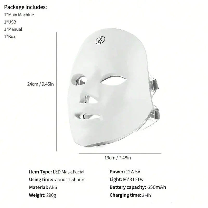 Comfort Facial Skincare Mask Beauty Instrument, Rechargeable LED Light Facial Skin Care Mask, Professional Skin Comfort Care Product for Women