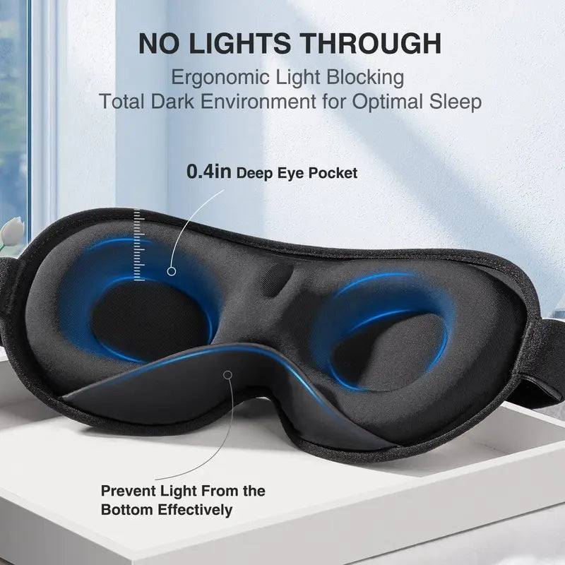 Intensive Sleep Mask, 3D Blocking Light Sleep Mask for Women and Men (4.2Oz/120G), Stress Relief, Night Sleep Mask with Adjustable Shoulder Strap, Travel Nap Yoga Mask, Black