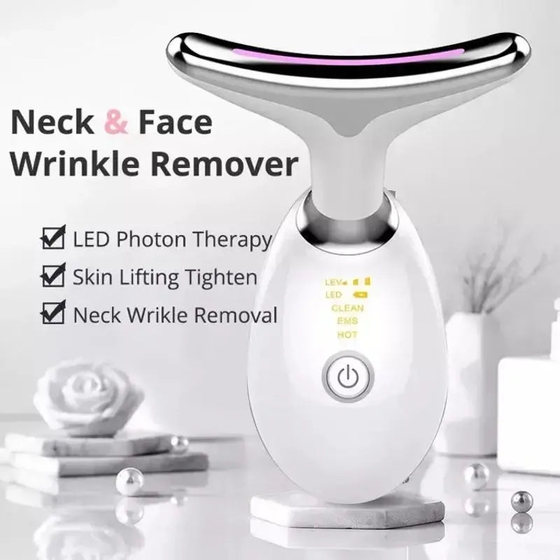 7 Color LED Face Massager, Neck Skin Lifting Machine, Summer Gifts, 1 Count Face Neck Beauty Instrument, Face Neck Lines Smoothing Tool, Birthday Gift