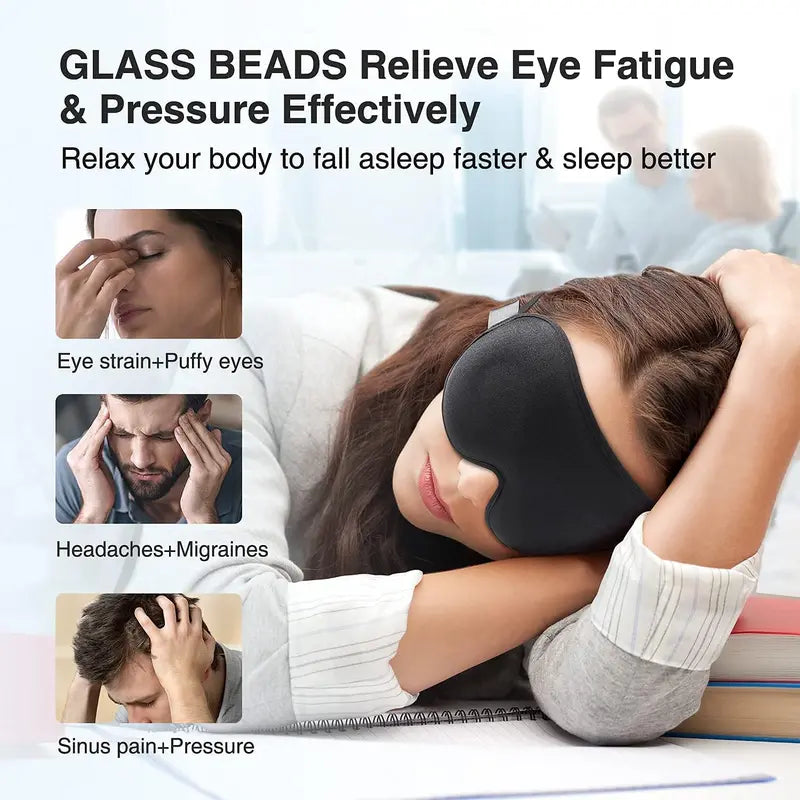 Intensive Sleep Mask, 3D Blocking Light Sleep Mask for Women and Men (4.2Oz/120G), Stress Relief, Night Sleep Mask with Adjustable Shoulder Strap, Travel Nap Yoga Mask, Black