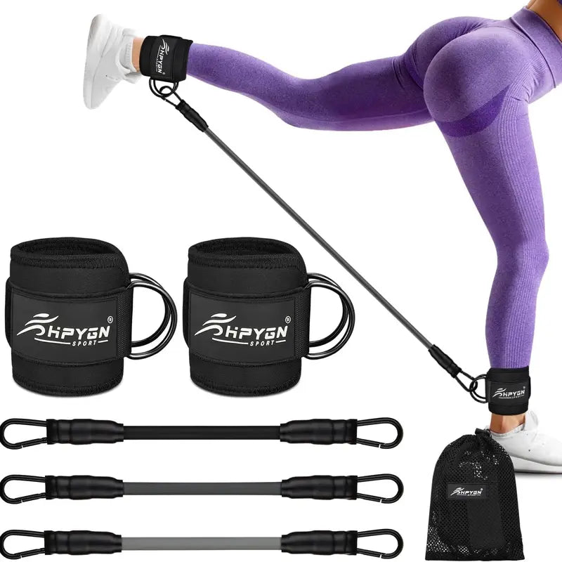 Ankle Resistance Bands, Ankle Bands for Working Out with Cuffs, Resistance Bands for Leg Butt Training Workout Equipment for Kickbacks Hip Gluteus Training Exercises, Ankle Strap with Exercise Bands