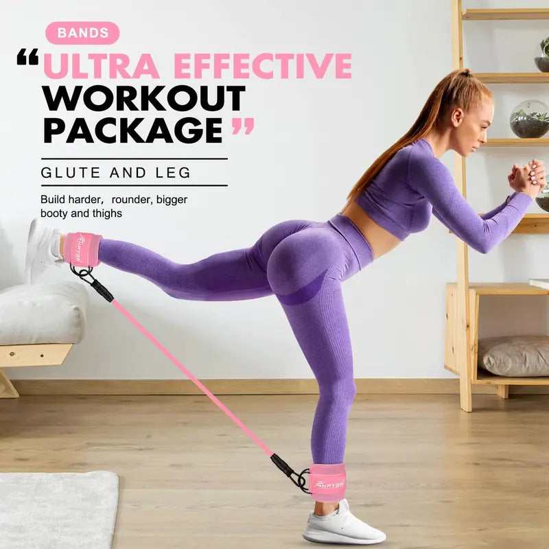 Ankle Resistance Bands, Ankle Bands for Working Out with Cuffs, Resistance Bands for Leg Butt Training Workout Equipment for Kickbacks Hip Gluteus Training Exercises, Ankle Strap with Exercise Bands