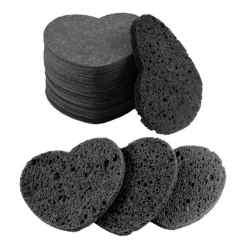 Compressed Cellulose Heart Shape Facial Sponges, 50Pcs/Set Natural Facial Cleansing Exfoliating Face Scrubber, Comfort Facial Cleansing Tools, Facial Cleanser Tools