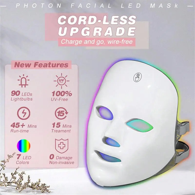 Comfort Facial Skincare Mask Beauty Instrument, Rechargeable LED Light Facial Skin Care Mask, Professional Skin Comfort Care Product for Women
