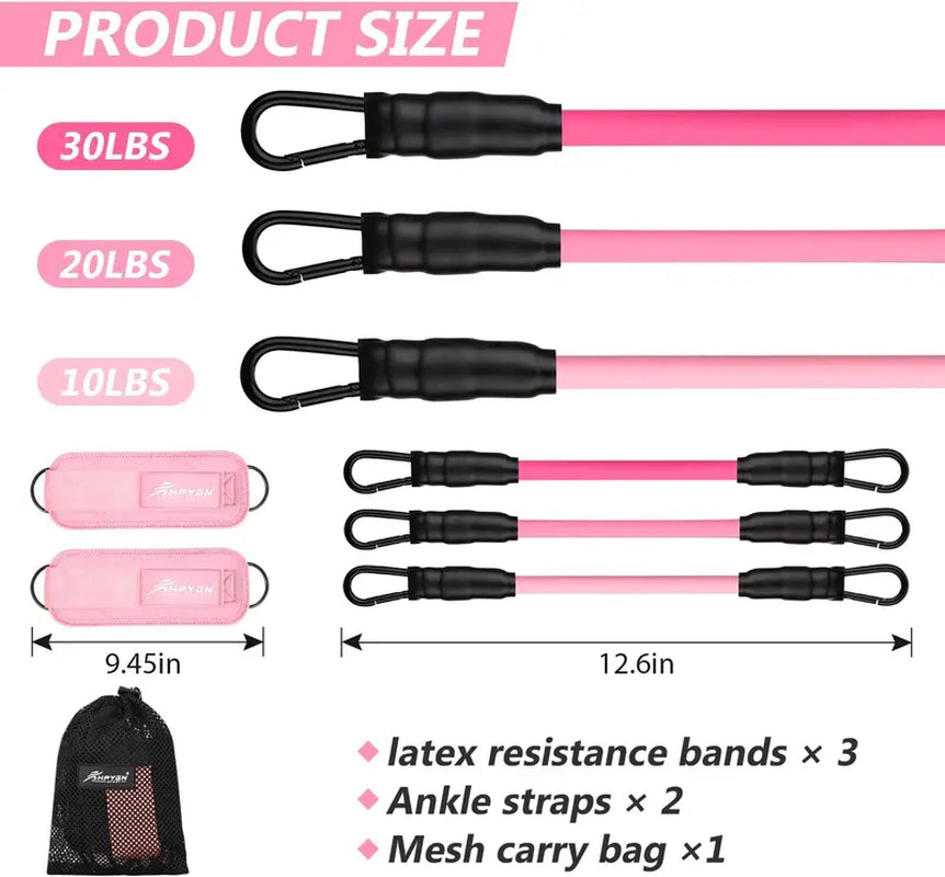 Ankle Resistance Bands, Ankle Bands for Working Out with Cuffs, Resistance Bands for Leg Butt Training Workout Equipment for Kickbacks Hip Gluteus Training Exercises, Ankle Strap with Exercise Bands