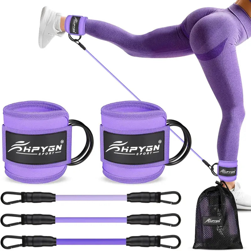 Ankle Resistance Bands, Ankle Bands for Working Out with Cuffs, Resistance Bands for Leg Butt Training Workout Equipment for Kickbacks Hip Gluteus Training Exercises, Ankle Strap with Exercise Bands
