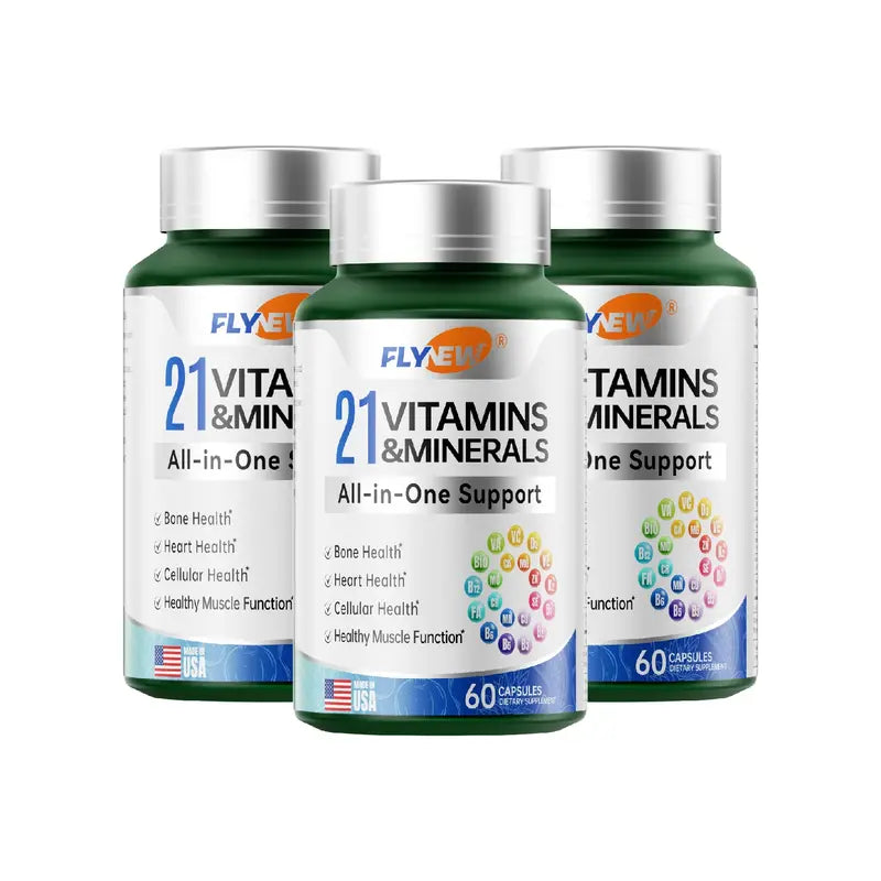 Flynew 21 All-In-One Support Vitamins & Minerals with Highly Potent Herbal Ingredients | Made in USA | 60 Capsules Dietary Supplement