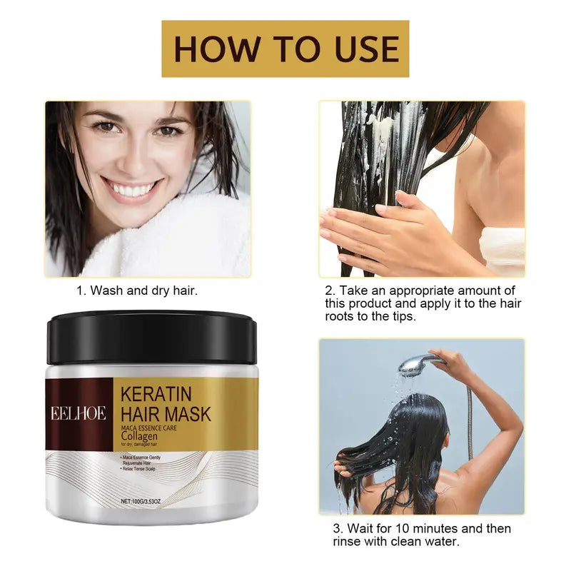 100G Keratin Hair Mask, 1 Count Hydrating Hair Care Mask, Hair Care Product for Dry & Damaged Hair, Back to School