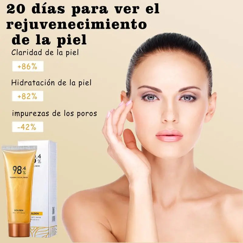 [+$3,Get 2 Pcs]24K Gold Foil Peel-Off Face Mask with Brush - Blackhead Remover, Anti-Wrinkle Mask for All Skin Types - the Perfect Gift for Women