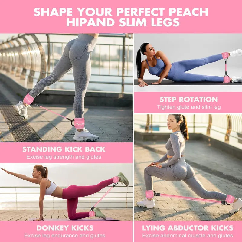 Ankle Resistance Bands, Ankle Bands for Working Out with Cuffs, Resistance Bands for Leg Butt Training Workout Equipment for Kickbacks Hip Gluteus Training Exercises, Ankle Strap with Exercise Bands