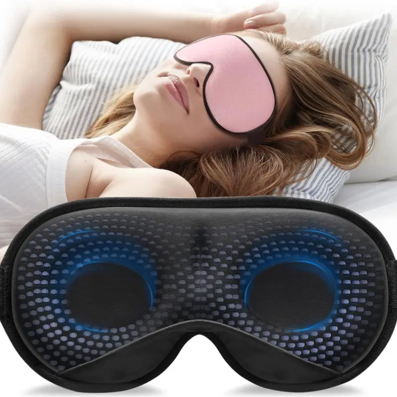 Intensive Sleep Mask, 3D Blocking Light Sleep Mask for Women and Men (4.2Oz/120G), Stress Relief, Night Sleep Mask with Adjustable Shoulder Strap, Travel Nap Yoga Mask, Black