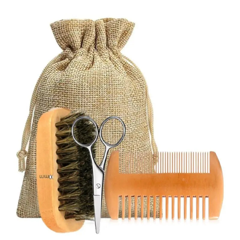Comfort Beard Care Kit, 6 Counts/Set Beard Styling & Hair Care Product for Men, Including Beard Oil Beard Shaving Brush Beard Comb Beard Shaping Tool