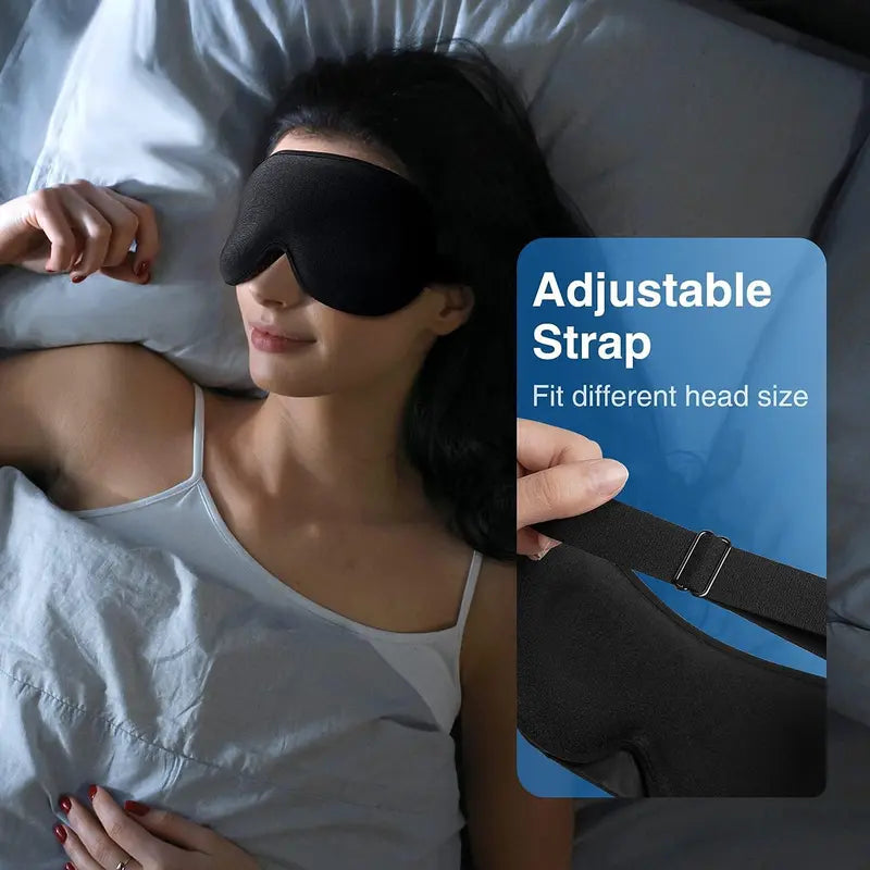 Intensive Sleep Mask, 3D Blocking Light Sleep Mask for Women and Men (4.2Oz/120G), Stress Relief, Night Sleep Mask with Adjustable Shoulder Strap, Travel Nap Yoga Mask, Black