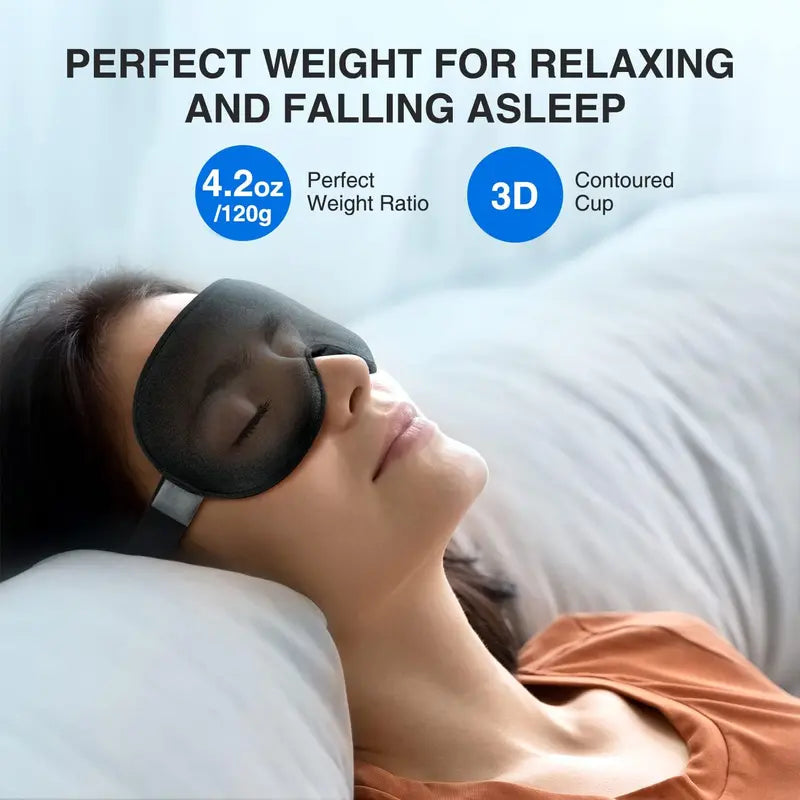 Intensive Sleep Mask, 3D Blocking Light Sleep Mask for Women and Men (4.2Oz/120G), Stress Relief, Night Sleep Mask with Adjustable Shoulder Strap, Travel Nap Yoga Mask, Black